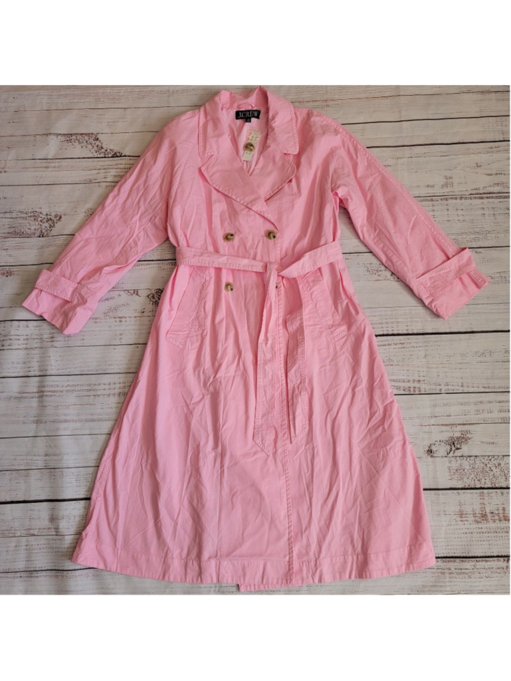 J. Crew Relaxed Heritage Trench Coat Pink Cotton Women's Medium NWT Maximalist